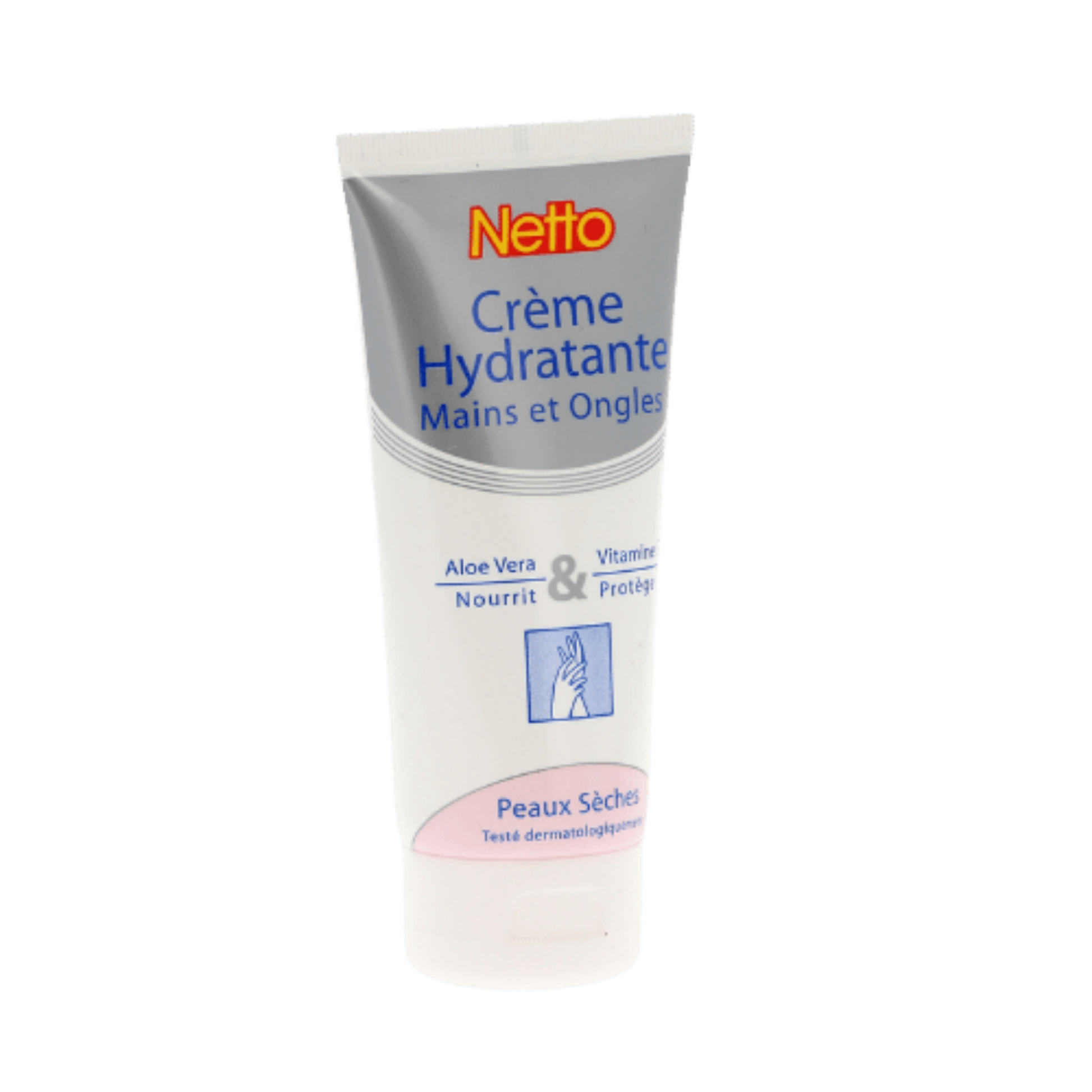 Tube de crème hydratante NETTO pour les mains, contenance 100ml, emballage blanc et bleu