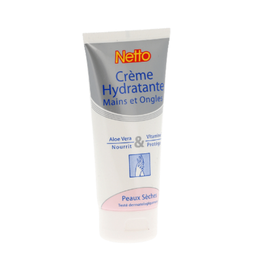 Tube de crème hydratante NETTO pour les mains, contenance 100ml, emballage blanc et bleu