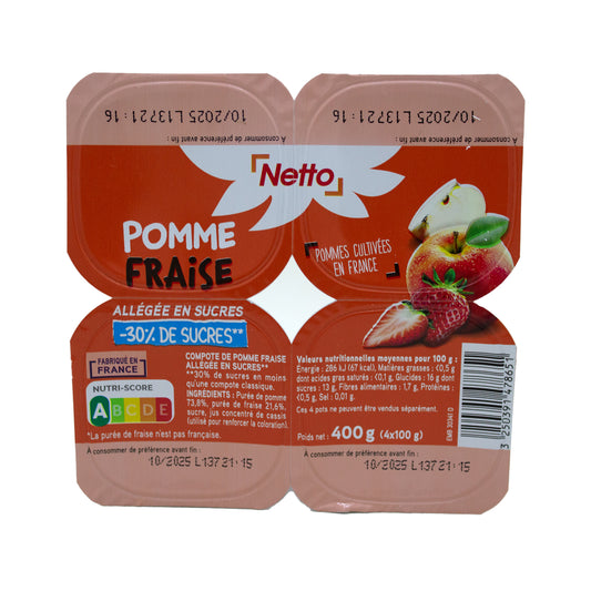 NETTO Dessert fruits pomme fraise 4x100g -D12