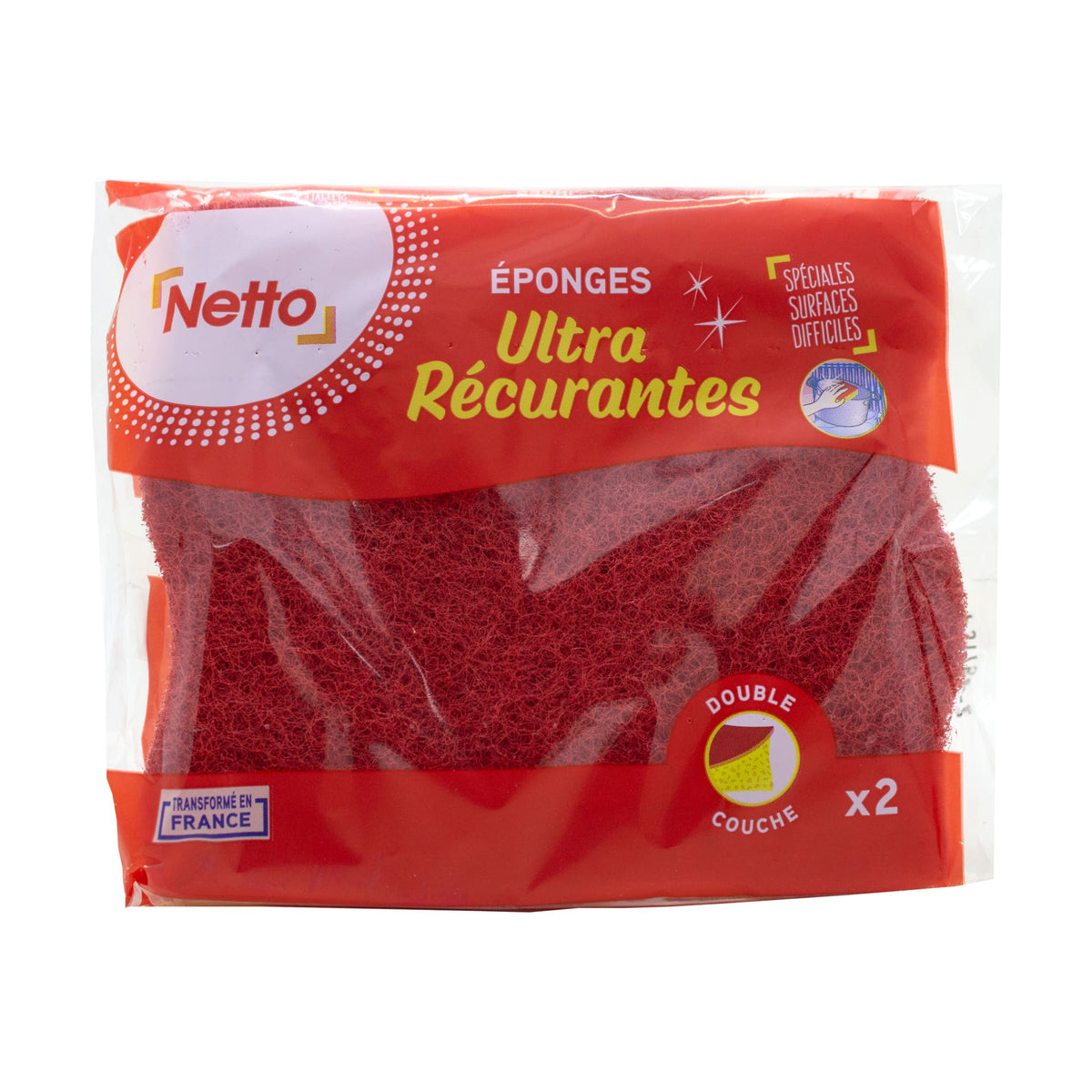 NETTO Eponges gratt. rouges x2 -J24