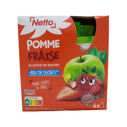 NETTO Gourde Pommes/Fraises Allégée 4x90g -C51
