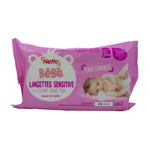 NETTO Sensitive Baby Wipes 63x4g J113