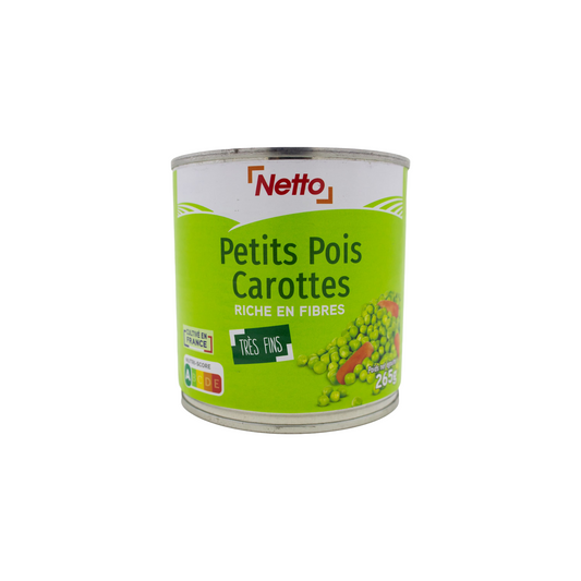 NETTO Petit pois carottes bocal 265g -I52