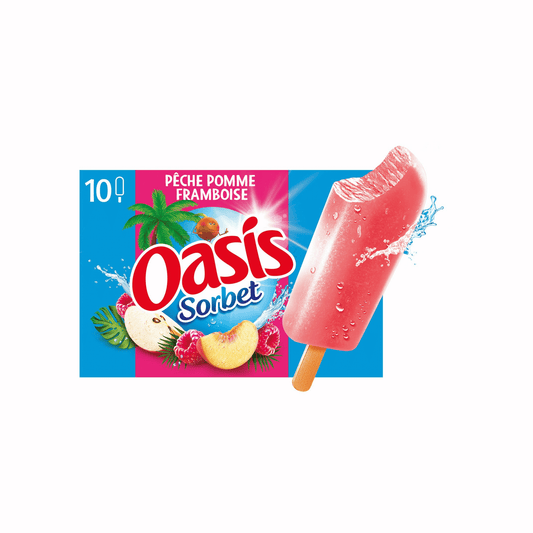 OASIS Ice Cream Peach, Apple & Raspberry Sorbet x10 — Épicerie française Montréal | Euro-Market