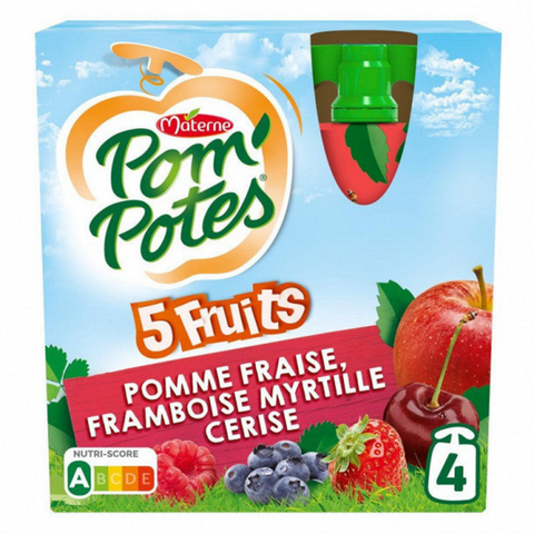 Pom'Potes 5 Red Fruits (without added sugar) 4x90g -e53