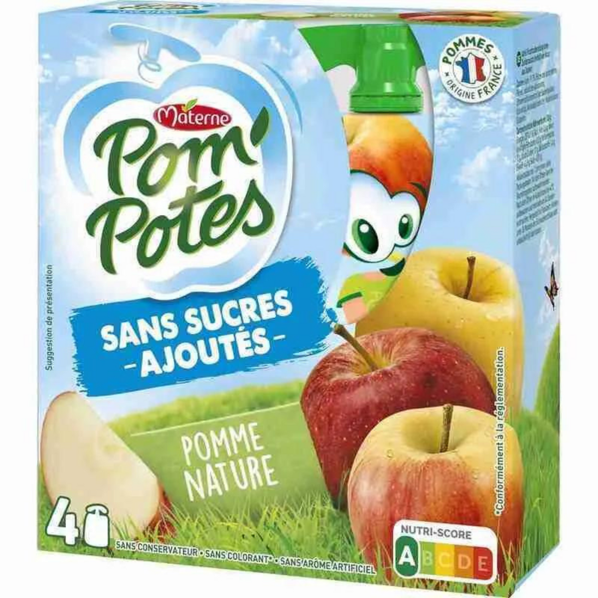 Pom'Potes without sugar added apple 4x90g -d32/30