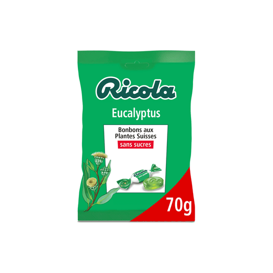RICOLA Eucalyptus sans sucres (avec extrait de stévia) 70g — Épicerie française Montréal | Euro-Market