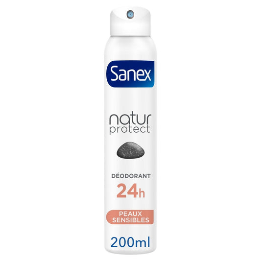 SANEX Déodorant Spray Natur Protect à la pierre d'Alun peaux sensibles 24h 200ml -K10