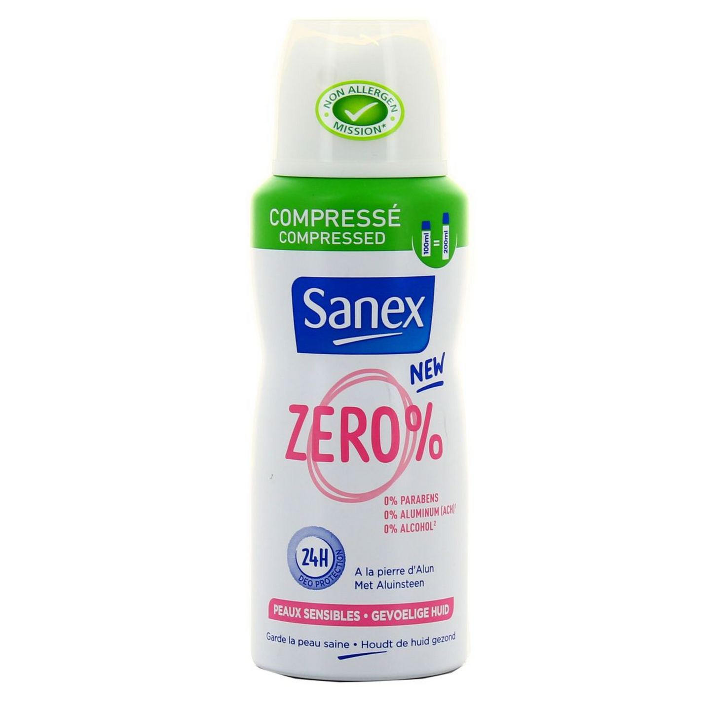 SANEX Déodorant Zéro 0% peaux sensibles compressé 100ml -K12