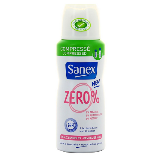 SANEX Déodorant Zéro 0% peaux sensibles compressé 100ml -K12