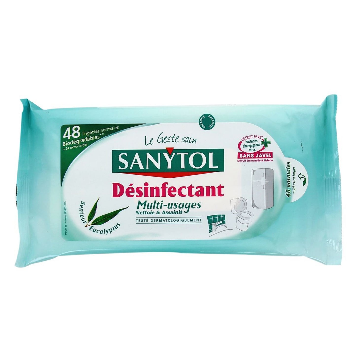 SANYTOL Lingette Désinfectantes Eucalyptus MultiUsage 50g -J33