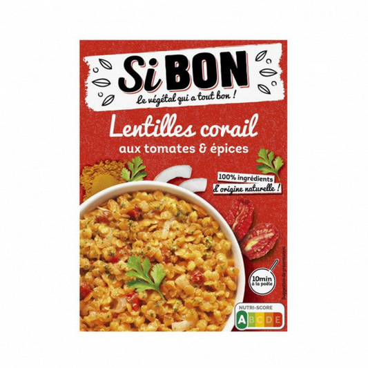 Un délicieux mélange de lentilles corail préparé avec de la noix de coco, des oignons rissolés, des tomates et des épices. Un plat “bonne mine” qui saura vous séduire par ses parfums subtils et sa praticité. Une recette avec 100% d'ingrédients naturels.