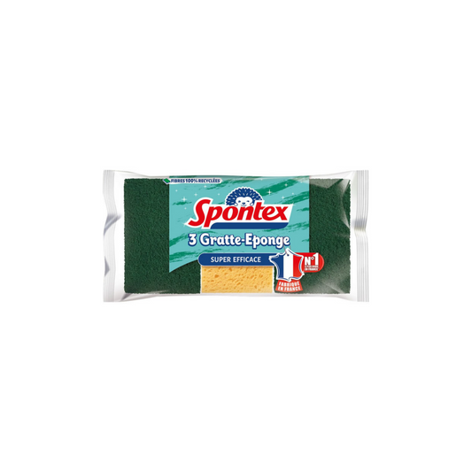 SPONTEX Eponge à récurer grattantes super efficaces lot de 3 50g -J61