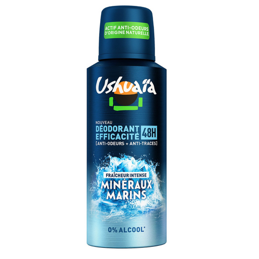 USHUAIA Déodorant Homme 48h Fraîcheur Intense Minéraux Marins 150ml -K15