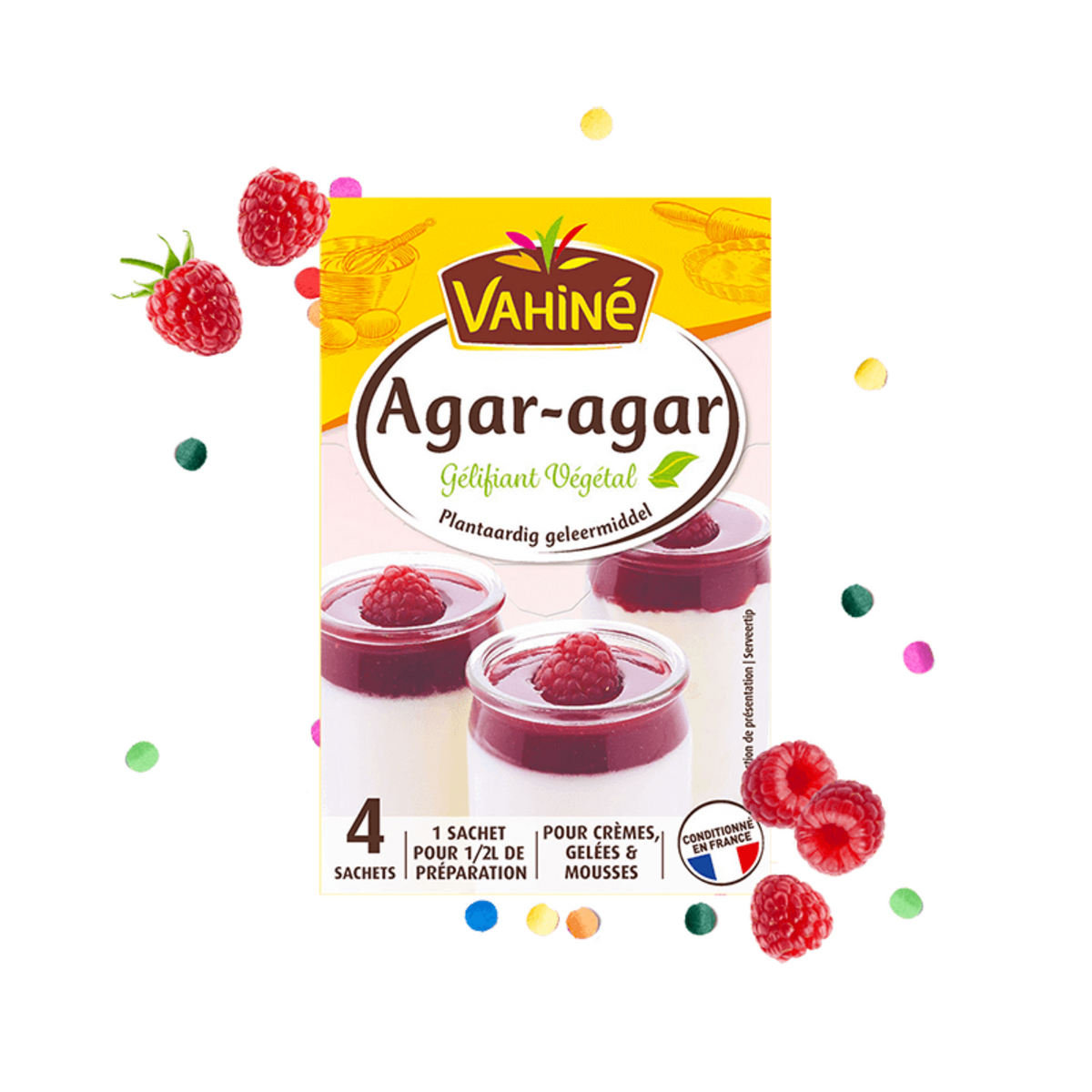 VAHINE Agar-agar gélifiant végétal 8g (4 sachets de 2g) 8g -E103