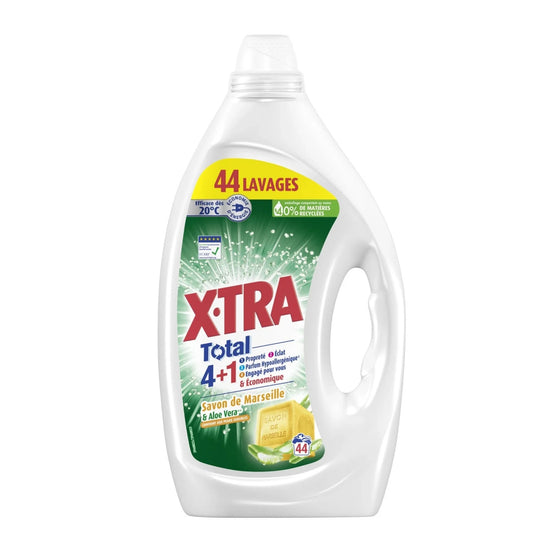 XTRA  Lessive Liquide Total 4en1 Savon de Marseille et Aloe Vera -J42