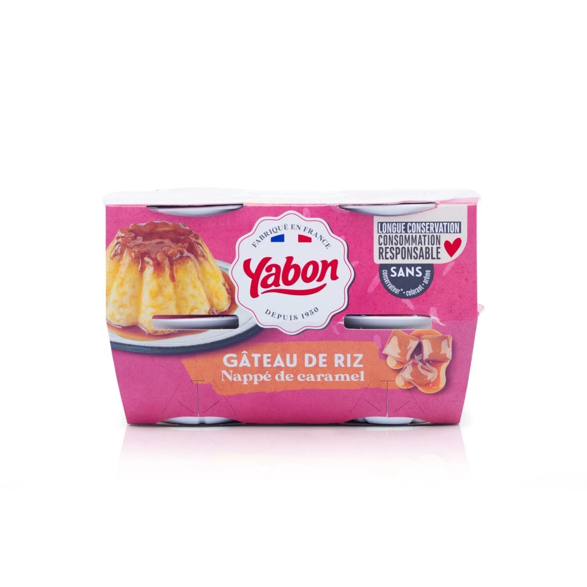  YABON Gâteau de riz nappé de caramel 4x125 g – dessert onctueux prêt à déguster