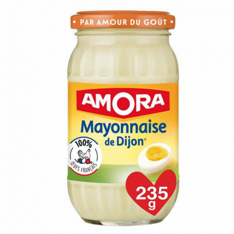 Découvrez le goût authentique et généreux de la Mayonnaise de Dijon Amora dans un bocal en verre de 235 g. Si cette mayonnaise nature est si bonne, c'est parce qu'elle est composée d'ingrédients de qualité : des œufs 100% français de poules élevées en plein air, notre moutarde de Dijon et le savoir-faire d'Amora.