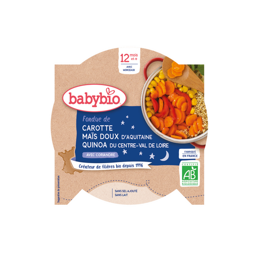 BABYBIO Fondue de Carotte Maïs doux d'Aquitaine Quinoa du Centre 230g -D24