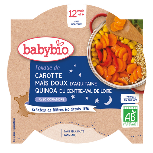 BABYBIO Fondue de Carotte Maïs doux d'Aquitaine Quinoa du Centre 230g -D24