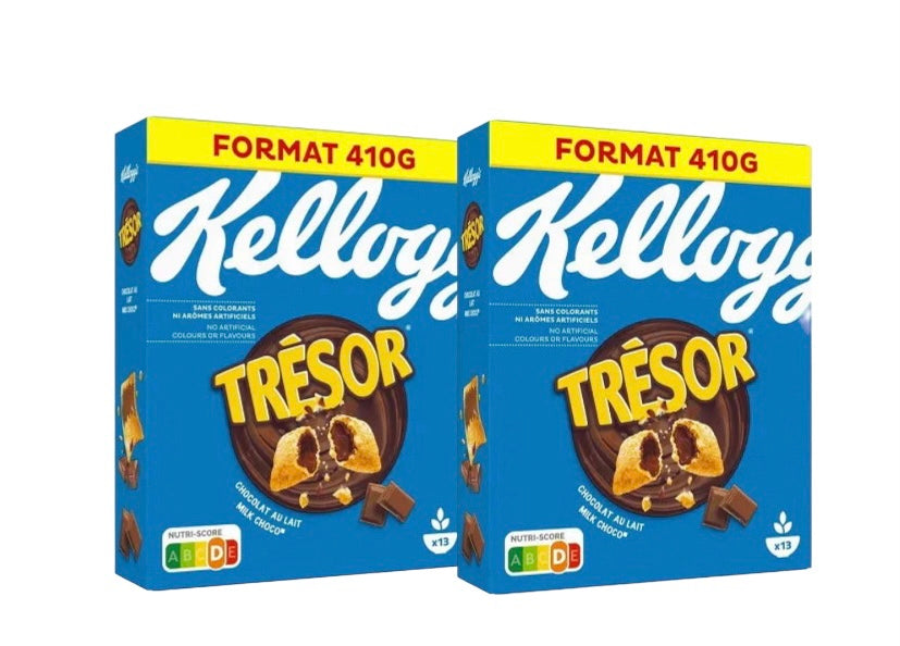 Format familial Trésors de Kellogg’s Choco Lait 410g (lot de 2 )