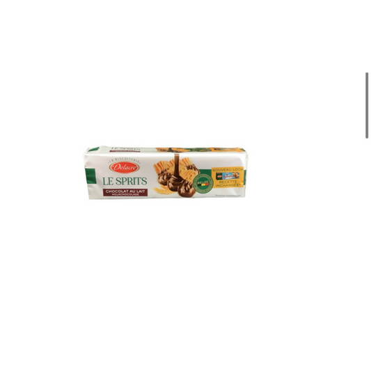 Une texture sablé inimitable, un goût unique, une petite pointe de sel, le tout enrobé d'un chocolat au lait tendre et fondant.. Laissez-vous surprendre par le Sprits de Delacre