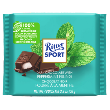 Ritter sport chocolat noir fourré à la menthe 100g -B73