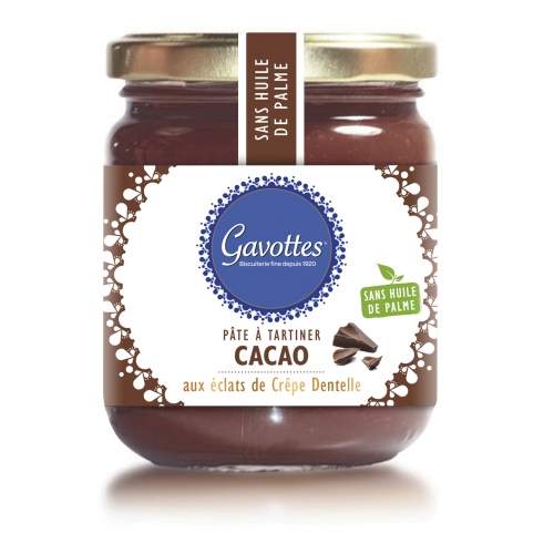 GAVOTTE âte à Tartiner Cacao aux éclats de Crêpes Dentelle 350g DLUO 11/07/2024 -D134