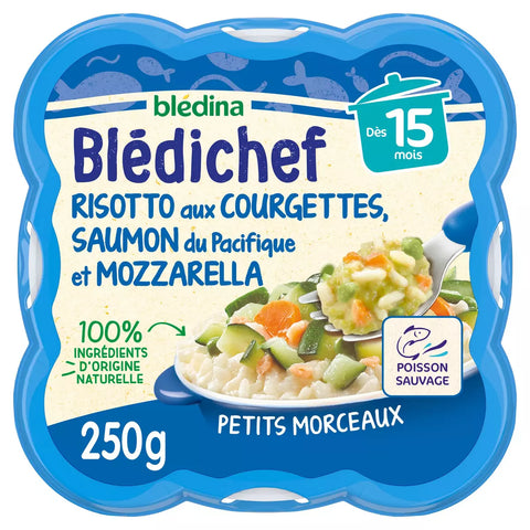 BLEDINA Blédichef assiette risotto courgettes saumon et mozzarella dès 15 mois 250g -D23