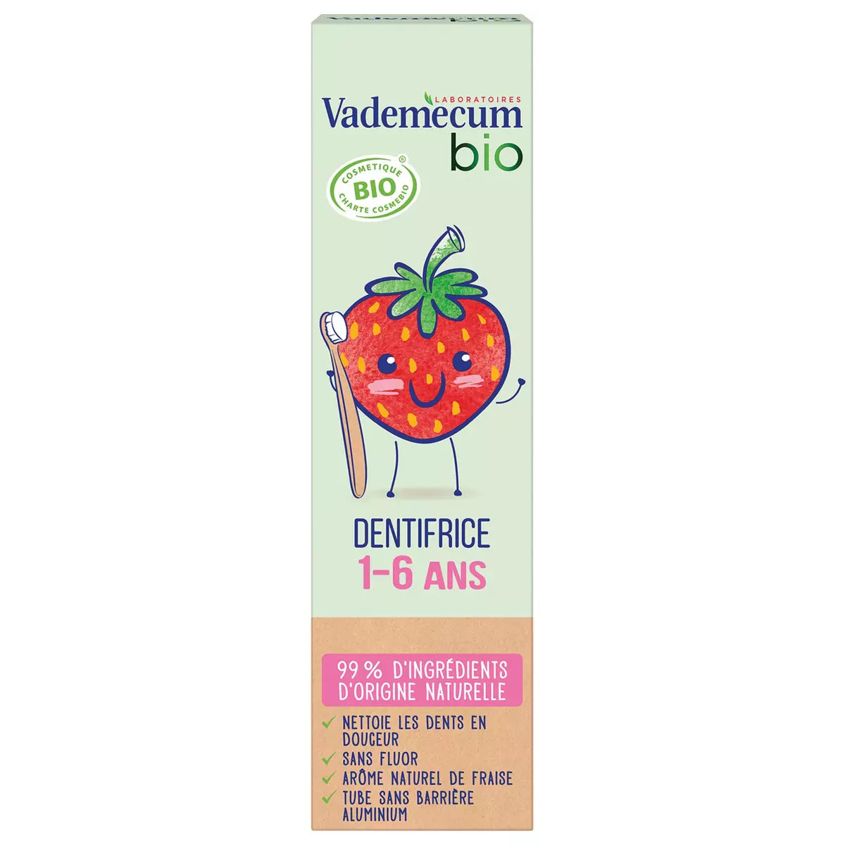 VEDEMECUM Dentifrice 1-6 ans fraise Bio 50ml -J62