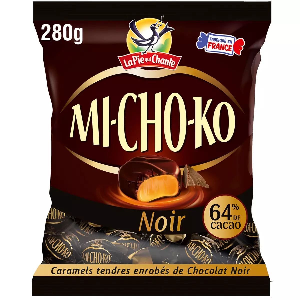 LA PIE QUI CHANTE Michoko Bonbons au caramel et au chocolat noir 199g -B134