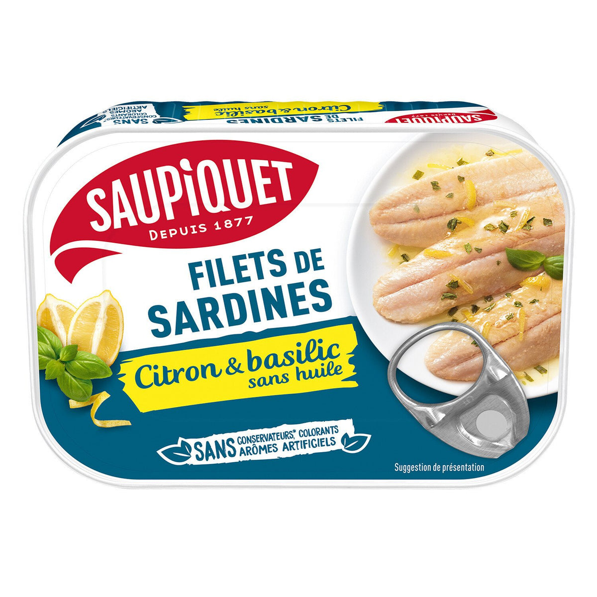 SAUPIQUET Filets de sardines citron-basilic s/arêtes 100g C21