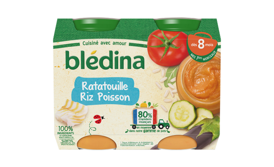BLEDINA Petit pot bébé dès 8 mois ratatouille riz poisson 400g -D32