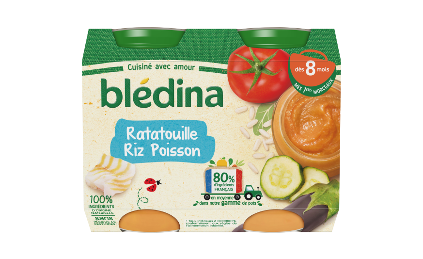 Bledina Petit pot bébé dès 8 mois ratatouille riz poisson 400g  -D12