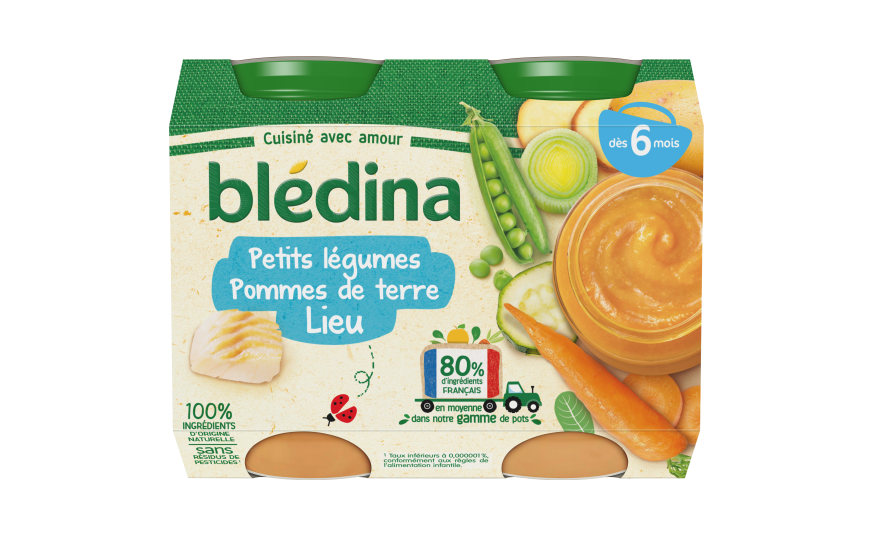 Bledina Petit pot bébé dès 6 mois légumes pommes de terre lieu 400g  -D12