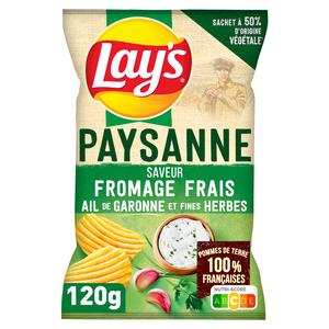 LAY'S Chips recette paysanne saveur fromage frais, ail de Garonne et fines herbes 120g H92