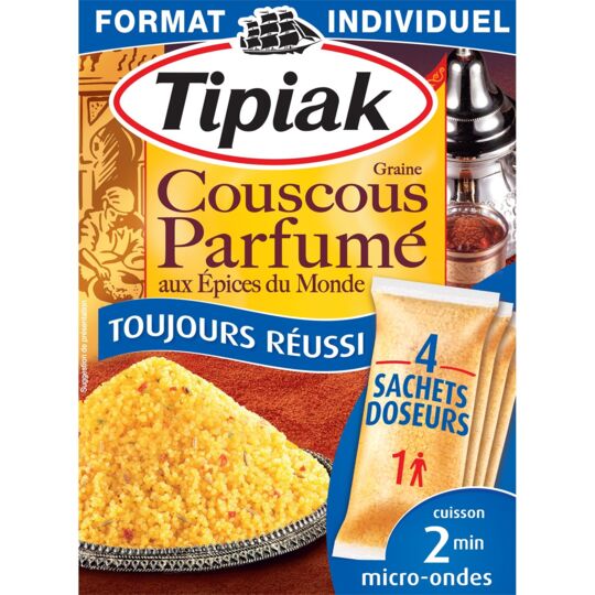 TIPIAK Couscous parfumé aux épices du monde 4x65g