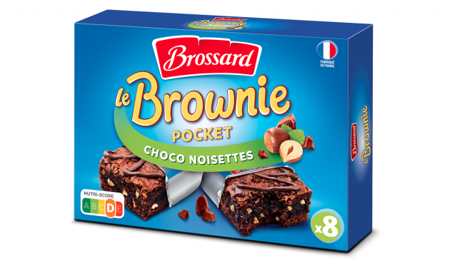 Brossard mini brownies au chocolat et noisettes, 8 gâteaux 240g DLUO 15/03/24 -A42