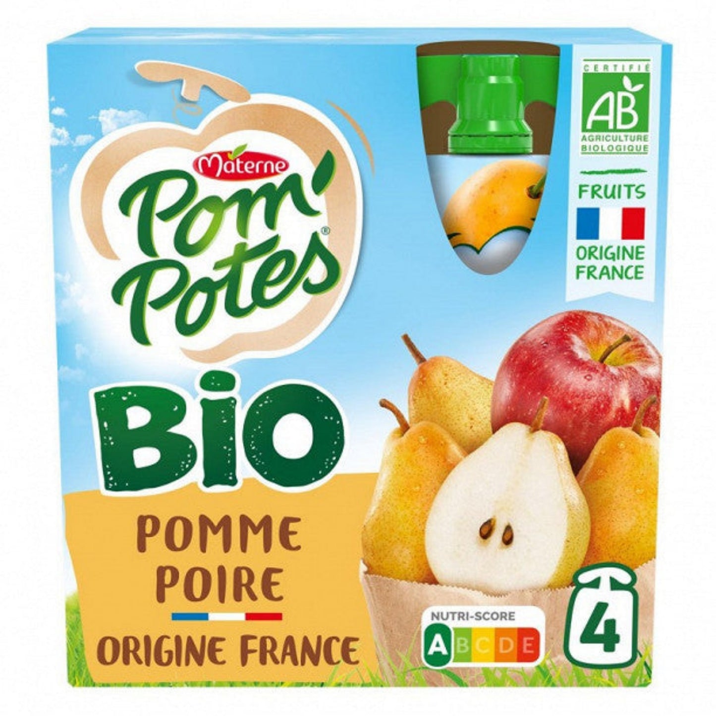 Pom'POTES ORGANIC SSA Apple Pear 4x90g -d13