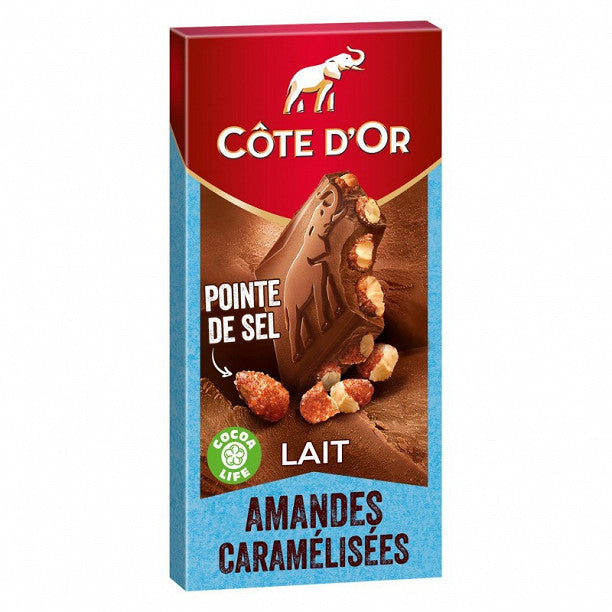 COTE D'OR Milk block with caramelized almonds and a touch of salt 180g