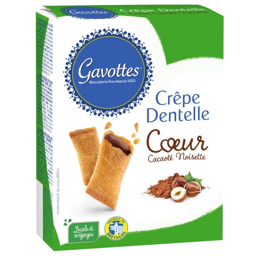 GAVOTTES Biscuits crèpes coeur cacao & noisettes 90g