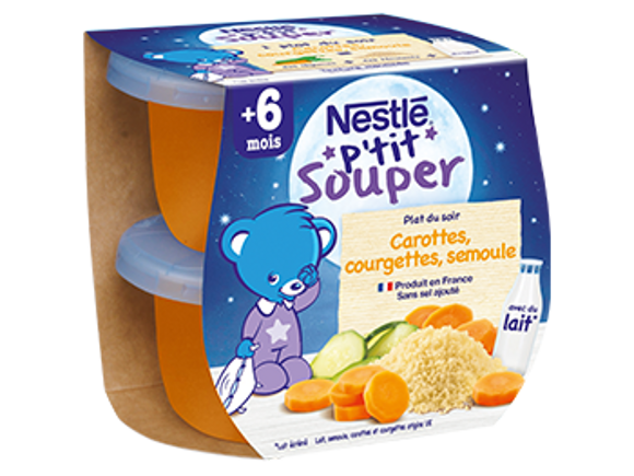 Nestlé P'tit Flat Baby Supper 6+ Most Carrots Zucchini 400g -d24