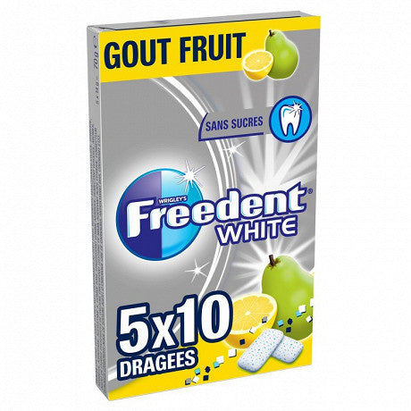 FREEDENT White chewinggum sans sucres fruits 5x10 70G -B13