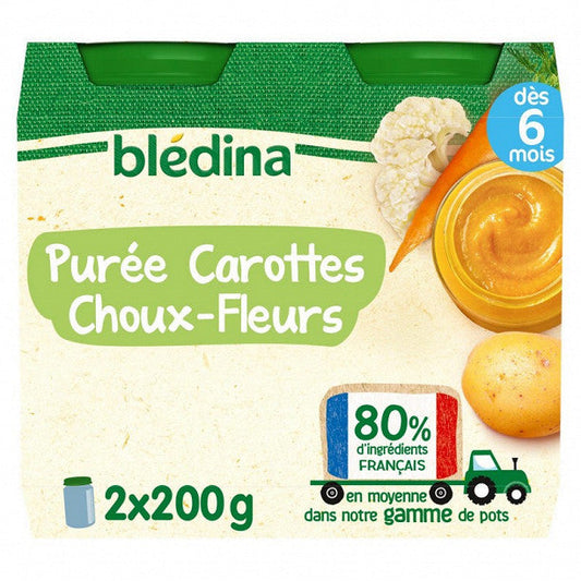 BLEDINA Pots purée carottes chouxfleurs dès 6 mois 2x200g -D13