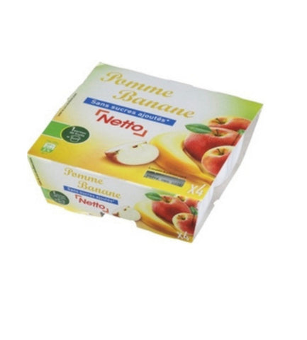 NETTO Compote puree aux fruits pomme banane 4x100g DLUO27/04/2024 -D43