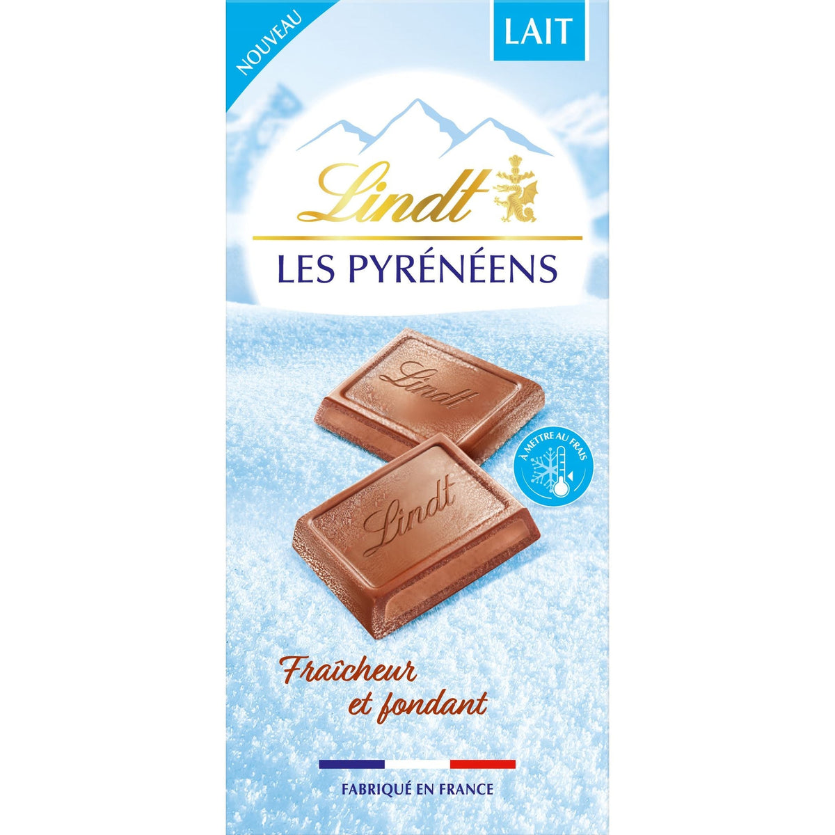 LINDT Tablette les pyrénéens lait 150g DLUO 30/09/2024  -B41