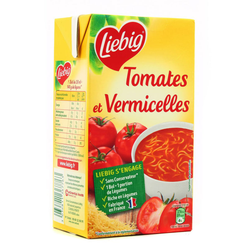 LIEBIG Soupe tomates & pâtes vermicelles 1L DLUO 30/09/2024 -G64
