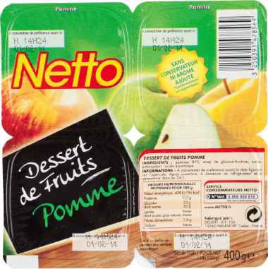 NETTO Dessert fruits pomme 4x100g.   -D42