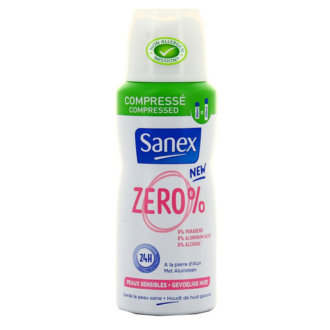 SANEX Déodorant Zéro 0% peaux sensibles compressé 100ml -J82