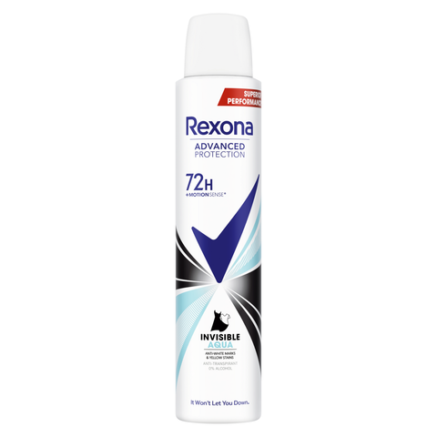 REXONA Déodorant spray invisible aqua 72h anti-traces anti-transpirant 200ml  -J83